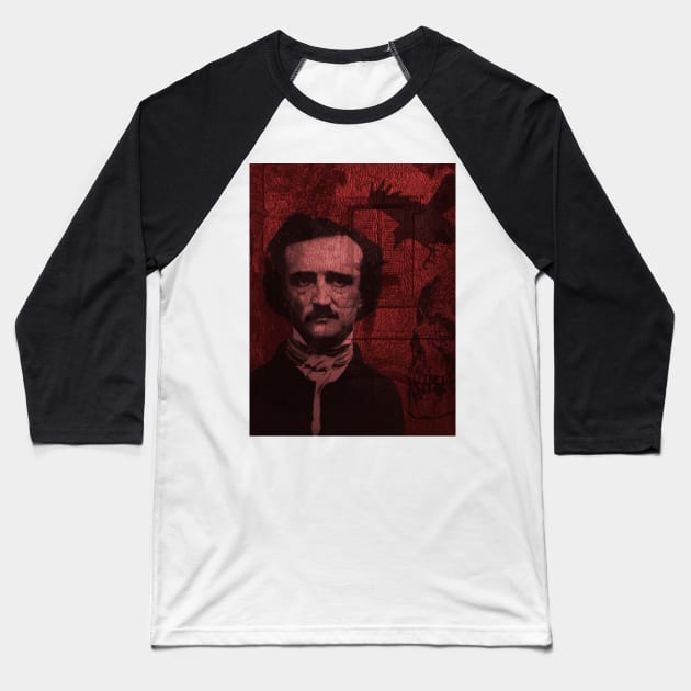 Edgar Allan Poe Baseball T-Shirt by valentinahramov